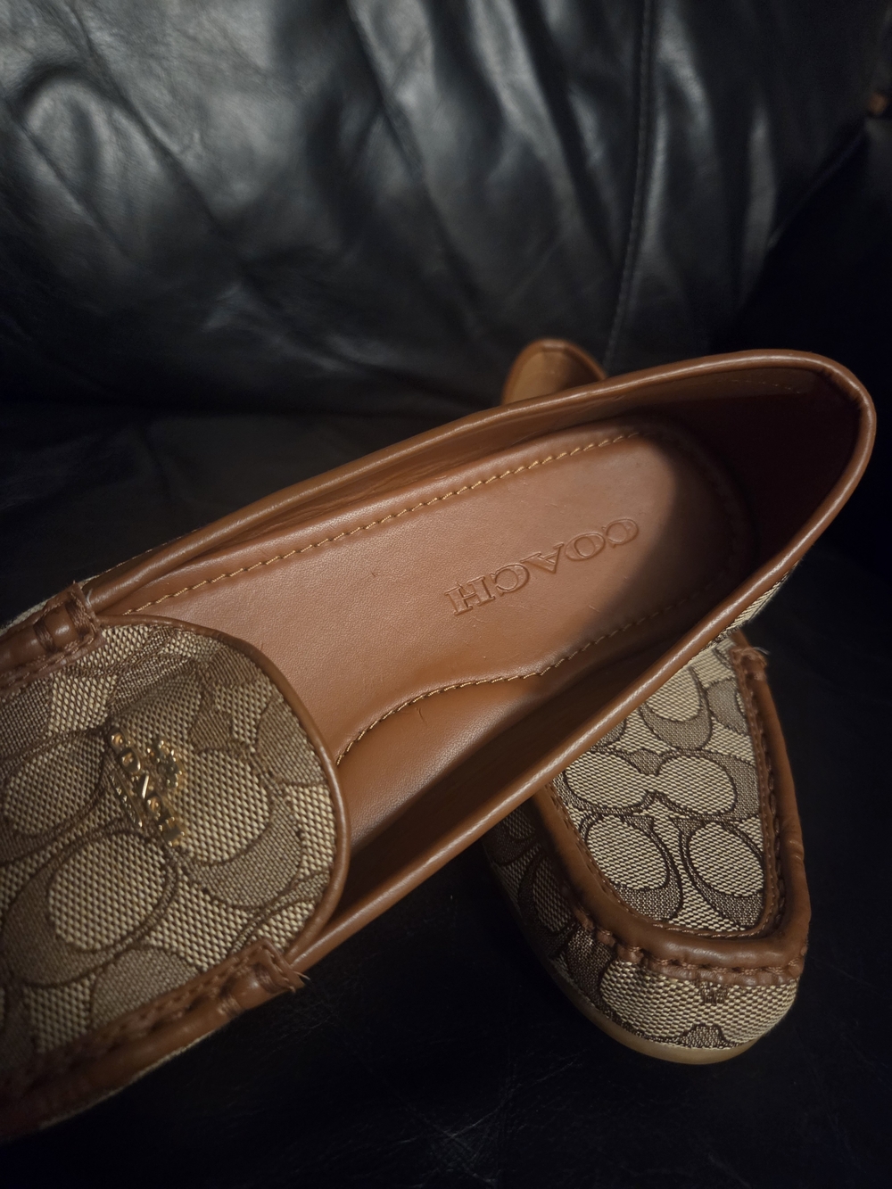 Coach Signature Canvas Loafers in Brown and Tan